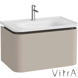 Vitra - Vitra Gala Tek Çekmeceli Etajerli Lavabo Dolabı, Mat Soft Bej, 80 cm (Etajerli Lavabo Dahil-Tek Armatür Delikli) - 80372