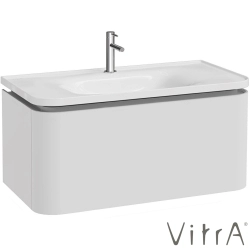 Vitra - Vitra Gala Tek Çekmeceli Etajerli Lavabo Dolabı, Mat Soft Beyaz, 100 cm (Etajerli Lavabo Dahil-Tek Armatür Delikli) - 80374