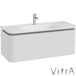 Vitra - Vitra Gala Tek Çekmeceli Etajerli Lavabo Dolabı, Mat Soft Beyaz, 120 cm (Etajerli Lavabo Dahil-Tek Armatür Delikli) - 80377