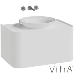 Vitra - Vitra Gala Tek Çekmeceli Çanak Lavabo Uyumlu Lavabo Dolabı, Mat Soft Beyaz, 80 cm (Çanak Lavabo Dahil-Armatür Deliksiz)