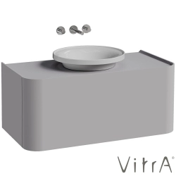 Vitra - Vitra Gala Tek Çekmeceli Çanak Lavabo Uyumlu Lavabo Dolabı, Mat Taş Gri, 100 cm (Çanak Lavabo Dahil-Armatür Deliksiz)