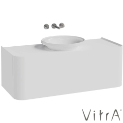Vitra - Vitra Gala Tek Çekmeceli Çanak Lavabo Uyumlu Lavabo Dolabı, Mat Soft Beyaz, 120 cm (Çanak Lavabo Dahil-Armatür Deliksiz)