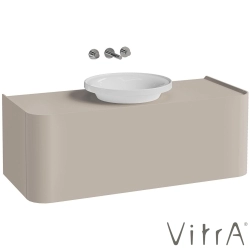 Vitra - Vitra Gala Tek Çekmeceli Çanak Lavabo Uyumlu Lavabo Dolabı, Mat Soft Bej, 120 cm (Çanak Lavabo Dahil-Armatür Deliksiz)