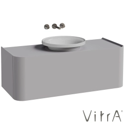 Vitra - Vitra Gala Tek Çekmeceli Çanak Lavabo Uyumlu Lavabo Dolabı, Mat Taş Gri, 120 cm (Çanak Lavabo Dahil-Armatür Deliksiz)