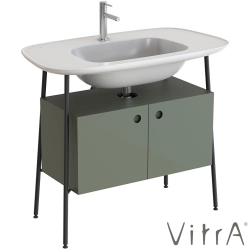 Vitra - Vitra Plural Kapaklı Etajerli Lavabo Ünitesi, 100 cm, Retro Yeşil / Parlak Beyaz Lavabo - 80449
