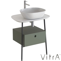 Vitra - Vitra Plural Tek Çekmeceli Serbest Yüksek Lavabo Ünitesi, 70 cm, Retro Yeşil / Parlak Beyaz Seramik Tezgah - 80472
