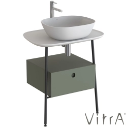Vitra - Vitra Plural Tek Çekmeceli Serbest Yüksek Lavabo Ünitesi, 70 cm, Retro Yeşil / Mat Beyaz Seramik Tezgah - 80473