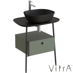 Vitra - Vitra Plural Tek Çekmeceli Serbest Yüksek Lavabo Ünitesi, 70 cm, Retro Yeşil / Mat Siyah Seramik Tezgah - 80474