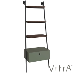 Vitra - Vitra Plural Tek Çekmeceli Merdiven Raflı Ünite, Retro Yeşil / Koyu Meşe Raf