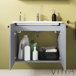 Vitra - Vitra Shift T20 Kapaklı Lavabo Dolabı, 80 cm, Kül Grisi (Klasik Lavabo Dahil)