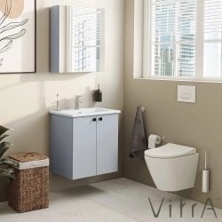Vitra - Vitra Shift T20 Kapaklı Lavabo Dolabı, 60 cm, Kül Grisi (Klasik Lavabo Dahil)