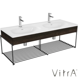 Vitra - VitrA Equal Lavabo Ünitesi Çift Gözlü Lavabolu, Raflı, 130 cm, Karaağaç - 81089