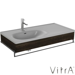 Vitra - VitrA Equal Gri Lavabo Ünitesi Asimetrik Lavabolu, Havluluklu, 100 cm, Karaağaç - 81123