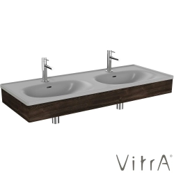 Vitra - VitrA Equal Gri Lavabo Ünitesi Çift Gözlü Lavabolu, 130 cm, Karaağaç - 81125