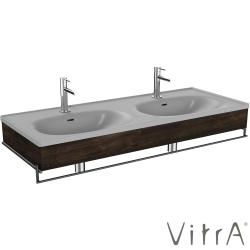 Vitra - VitrA Equal Gri Lavabo Ünitesi Çift Gözlü Lavabolu, Havluluklu, 130 cm, Karaağaç - 81126
