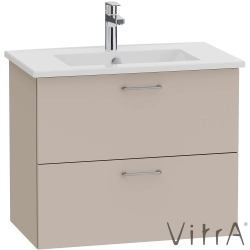 Vitra - VitrA Viora Çift Çekmeceli Lavabo Dolabı, 80 cm, Mat Bej (Lavabo Dahil)