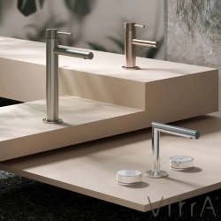 Vitra - VitrA Origin Aura Ankastre Lavabo Bataryası, Krom/Beyaz Cam (3 Delikli Lavabolar için)