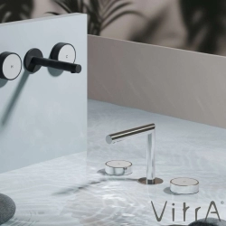 Vitra - VitrA Origin Aura Ankastre Lavabo Bataryası, Krom/Beyaz Cam (3 Delikli Lavabolar için)