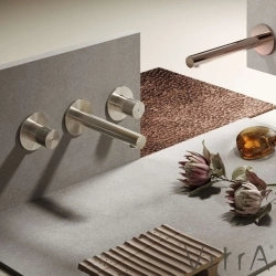 Vitra - VitrA Origin Aura Ankastre Lavabo Bataryası, Fırçalı Nikel (Sıva Üstü Grubu)