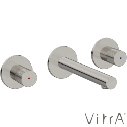 Vitra - VitrA Origin Aura Ankastre Lavabo Bataryası, Fırçalı Nikel (Sıva Üstü Grubu)
