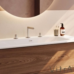 Vitra - VitrA Origin Aura Ankastre Lavabo Bataryası (3 Delikli Lavabolar için), Fırçalı Nikel