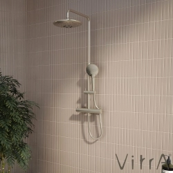 Vitra - Vitra AquaHeat Bliss 240 2F Duş Kolonu ve Termostatik Duş Bataryası Sistemi, Fırçalı Nikel
