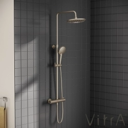 Vitra - Vitra AquaHeat Bliss 240 2F Duş Kolonu ve Termostatik Duş Bataryası Sistemi, Fırçalı Nikel