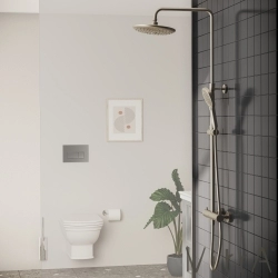 Vitra - Vitra AquaHeat Bliss 240 2F Duş Kolonu ve Termostatik Duş Bataryası Sistemi, Fırçalı Nikel