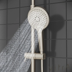 Vitra - Vitra AquaHeat Bliss 240 2F Duş Kolonu ve Termostatik Duş Bataryası Sistemi, Fırçalı Nikel