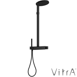 Vitra - Vitra Prime Round 300 Duş Kolonu ve Termostatik Banyo Bataryası Sistemi, Mat Siyah