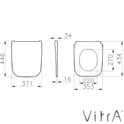 Vitra - Vitra Metropole Square Süper Slim Yavaş Kapanır Klozet Kapağı, Kolay Sökülebilir