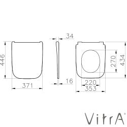 Vitra - Vitra Metropole Square Süper Slim Yavaş Kapanır Klozet Kapağı, Kolay Sökülebilir, Mat Siyah