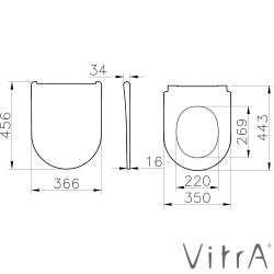 Vitra - Vitra Metropole Round Süper Slim Yavaş Kapanır Klozet Kapağı, Kolay Sökülebilir, Mat Siyah