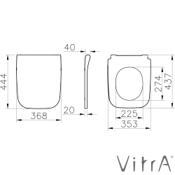 Vitra - Vitra Metropole Square Slim Yavaş Kapanır Klozet Kapağı, Kolay Sökülebilir, Mat Beyaz