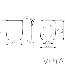 Vitra - Vitra Metropole Square Slim Yavaş Kapanır Klozet Kapağı, Kolay Sökülebilir, Mat Kum Beji