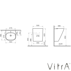 Vitra - Vitra Frame Monoblok Lavabo, 50 cm, Mat Siyah