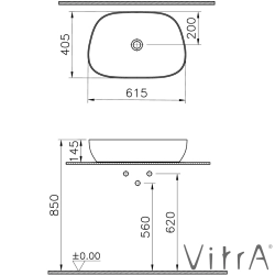 Vitra - Vitra Outline Çanak Lavabo, 63 cm, Mat Kum Beji, VitraClean