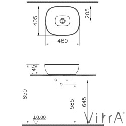Vitra - Vitra Outline Kare Çanak Lavabo, 48 cm, Mat Kum Beji, VitraClean