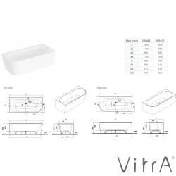 Vitra - Vitra Geo 165x75 Sağ Köşe Oval Küvet (Ayak ve Gizli Taşmalı Sifon Dahil), Beyaz