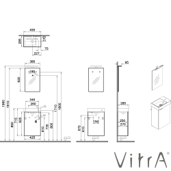 Vitra - Vitra Mia Plus Square Demonte Set, 45 cm, Kapaklı, (Lavabo Dolabı, Aydınlatmalı Ayna), Parlak Antrasit
