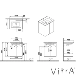 Vitra - Vitra Mia Plus Square Kapaklı Lavabo Dolabı, 60 cm, Altın Meşe