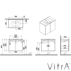 Vitra - Vitra Mia Plus Square Kapaklı Lavabo Dolabı, 80 cm, Altın Meşe