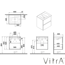 Vitra - Vitra Mia Plus Square Çift Çekmeceli Lavabo Dolabı, 60 cm, Parlak Beyaz