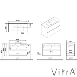 Vitra - Vitra Mia Plus Square Çift Çekmeceli Lavabo Dolabı, 100 cm, Parlak Antrasit