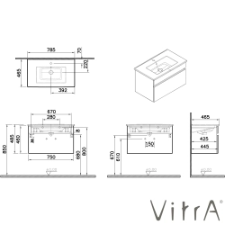 Vitra - Vitra Mia Plus Square Tek Çekmeceli Lavabo Dolabı, 80 cm, Parlak Beyaz