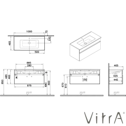 Vitra - Vitra Mia Plus Square Tek Çekmeceli Lavabo Dolabı, 100 cm, Altın Meşe