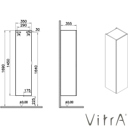 Vitra - Vitra Mia Plus Square Boy Dolabı, Parlak Antrasit