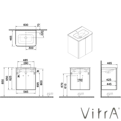 Vitra - Vitra Mia Plus Round Kapaklı Lavabo Dolabı, 60 cm, Parlak Beyaz