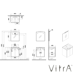 Vitra - Vitra Mia Plus Round Demonte Set, 60 cm, Kapaklı, (Lavabo Dolabı, Aydınlatmalı Ayna), Parlak Beyaz