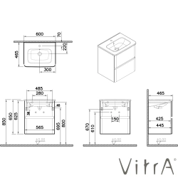 Vitra - Vitra Mia Plus Round Çift Çekmeceli Lavabo Dolabı, 60 cm, Altın Meşe